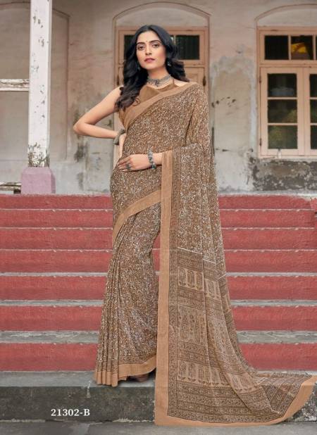 Brown Colour Star Chiffon 94 Edition By Ruchi Chiffon Daily Wear Saree Catalog 21302 B